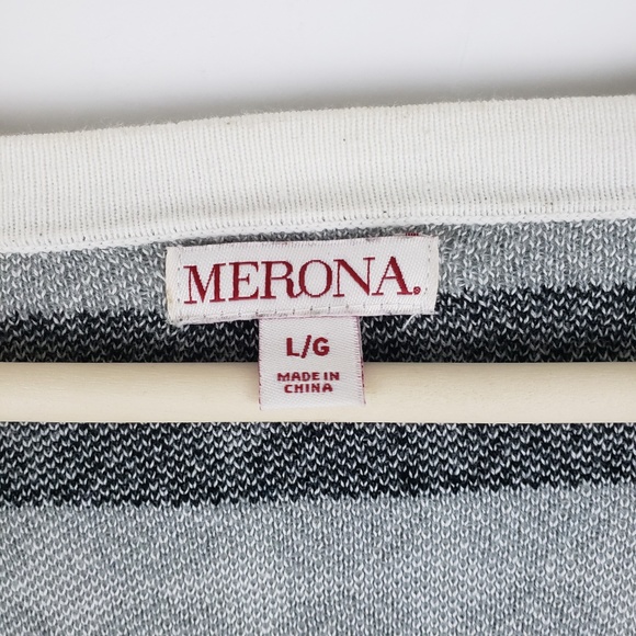 MERONA Womens Black and White Cardigan Sz Large - Picture 3 of 3